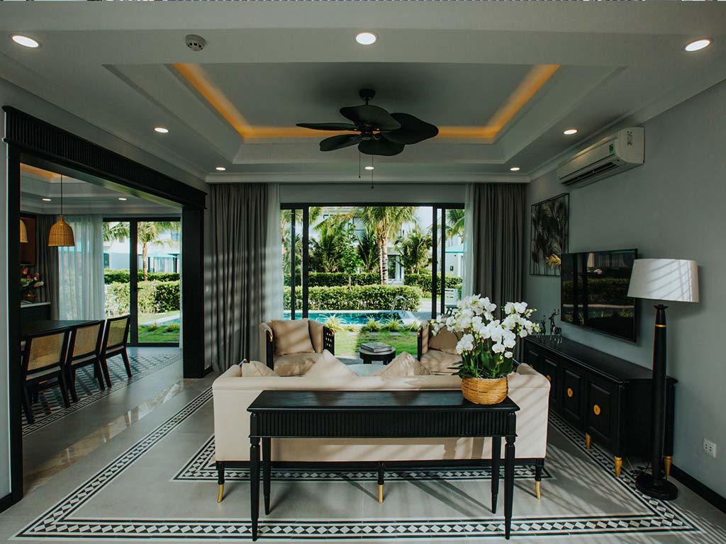 phòng khách Villa 3 Phòng Ngủ Andochine Resort